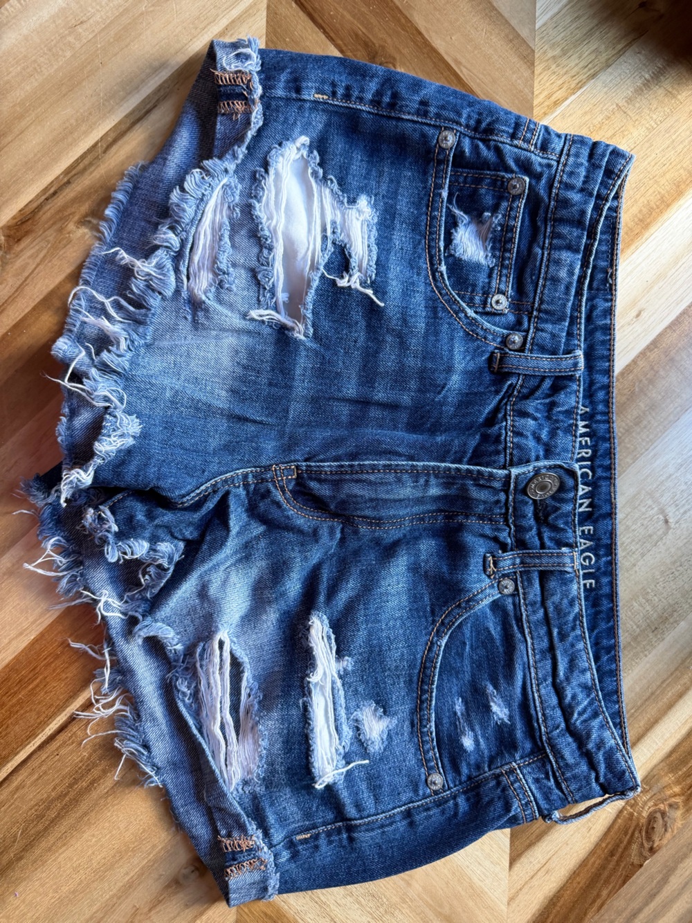 American Eagle Outfitters Blue Distressed Denim Cutoff Shorts